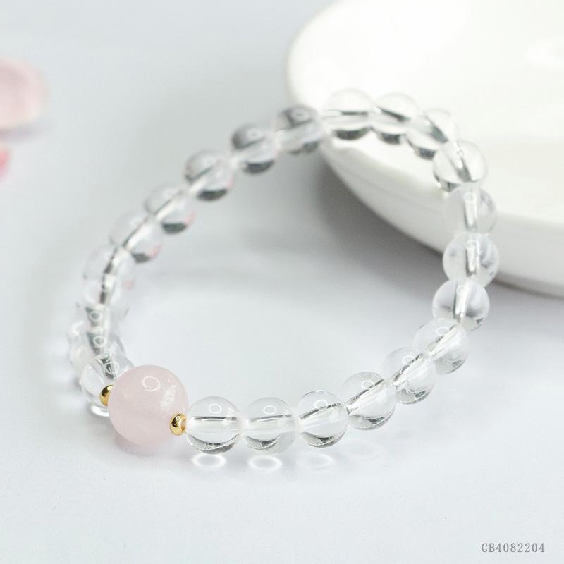 Juan Yu White & Pink Crystal Bracelet for Women, Colorful Gemstone Jewelry, Model CB4082204