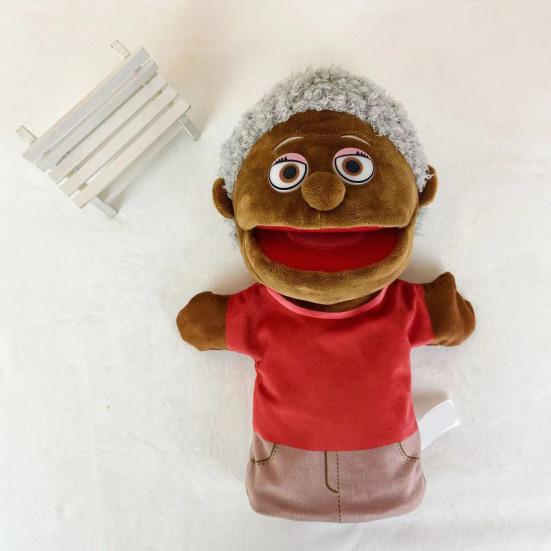 Hand Puppet Doll Black African Grandparents Parents Son Daughter Family Member Cartoon Doll Interactive Toys Kids Storytelling Pretend Play