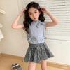 Set de vară 2025 pentru fete: Vesta gri și fustă tutu cu buline