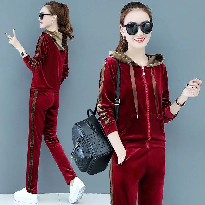 Damen Frühling/Herbst Freizeit Sportbekleidung Set Design Kapuzenpullover + Sweatpants Zweiteiliges Set