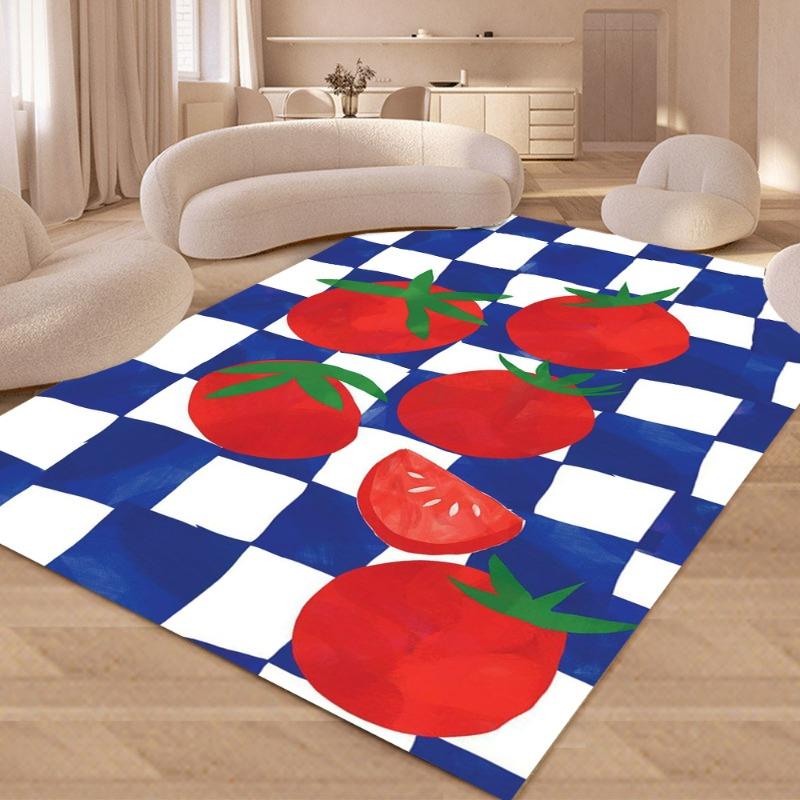 Fruit Plaid Living Room Carpet Striped Floor Mat for Kitchen Dining Room Decor Large Rugs for Children Bedroom Home Decoration