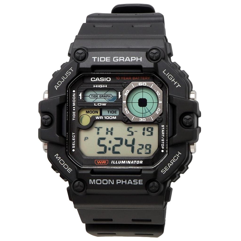 Casio Digital Men's Watch with Tide Graph and Moon Data Display, WS-1700H-1AV, Black, Overseas Model [Parallel Import]