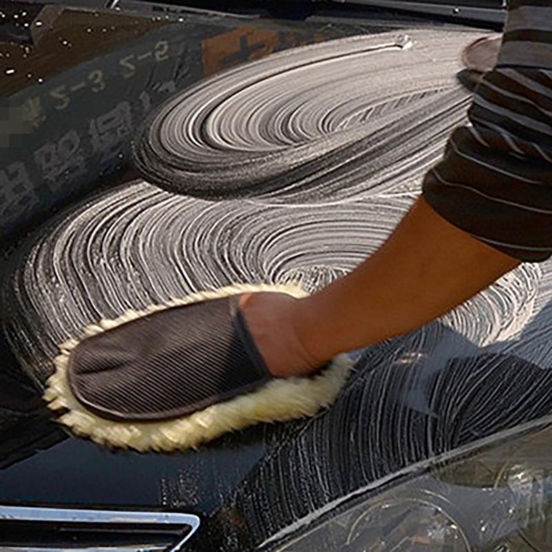1Pc Car Wash Gloves Thickened Plush Car Wiping Gloves Waxing Polishing Car Cleaning Products Plush Rags Dish Glove Cleaning Tool