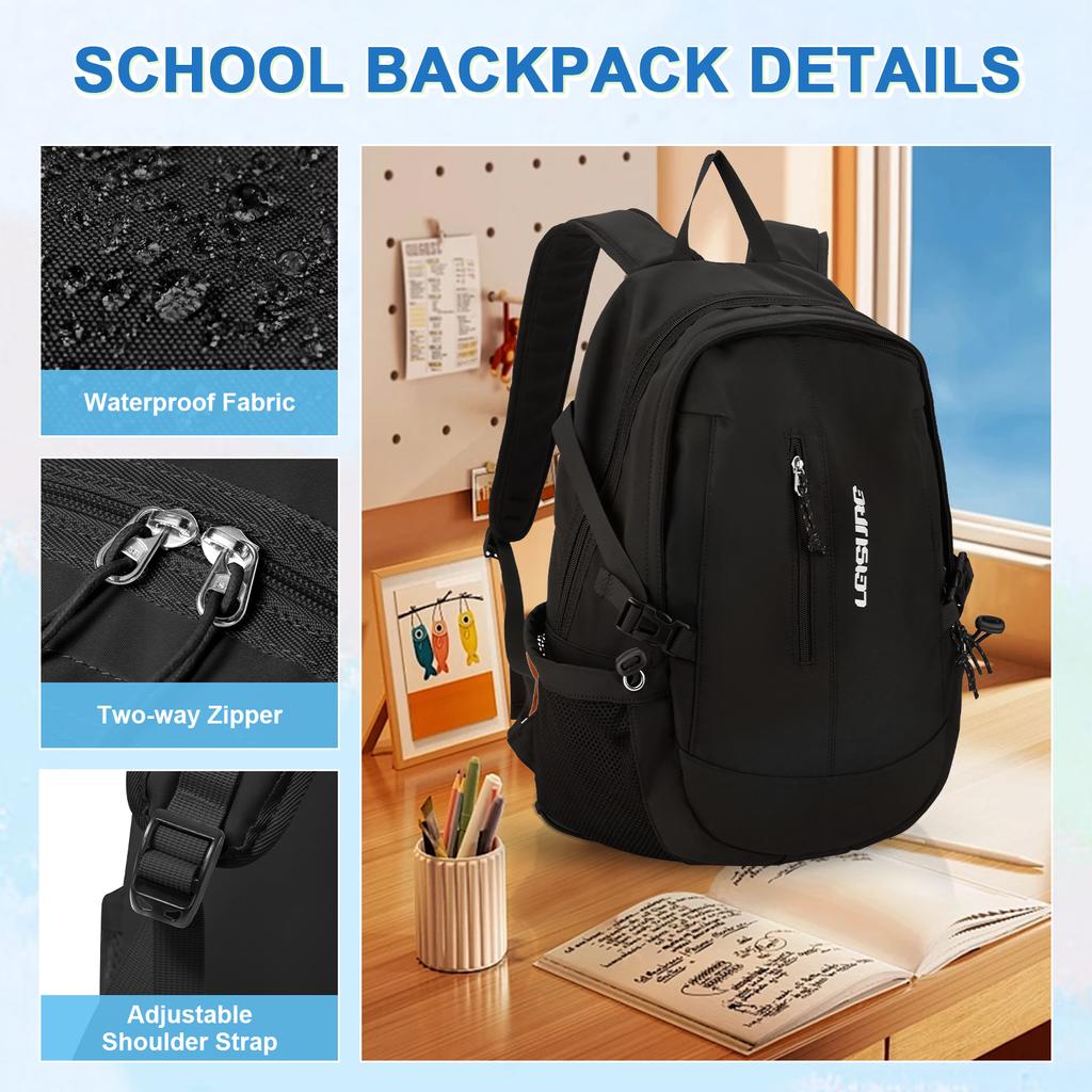 Kids School Backpacks For Girls Boys School Bags Bookbags For Kids Black/Orange One Size Laptop, Black/orange, Laptop