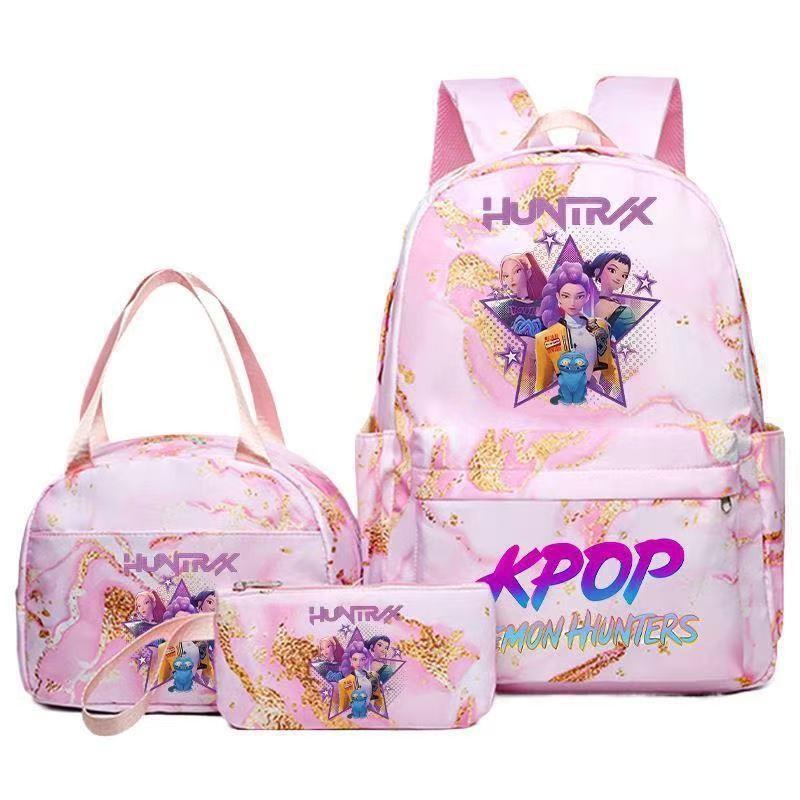 Kpop Witch Hunter Backpack Lunch Bag Pencil Case Set Anime Fashion Student School Bag