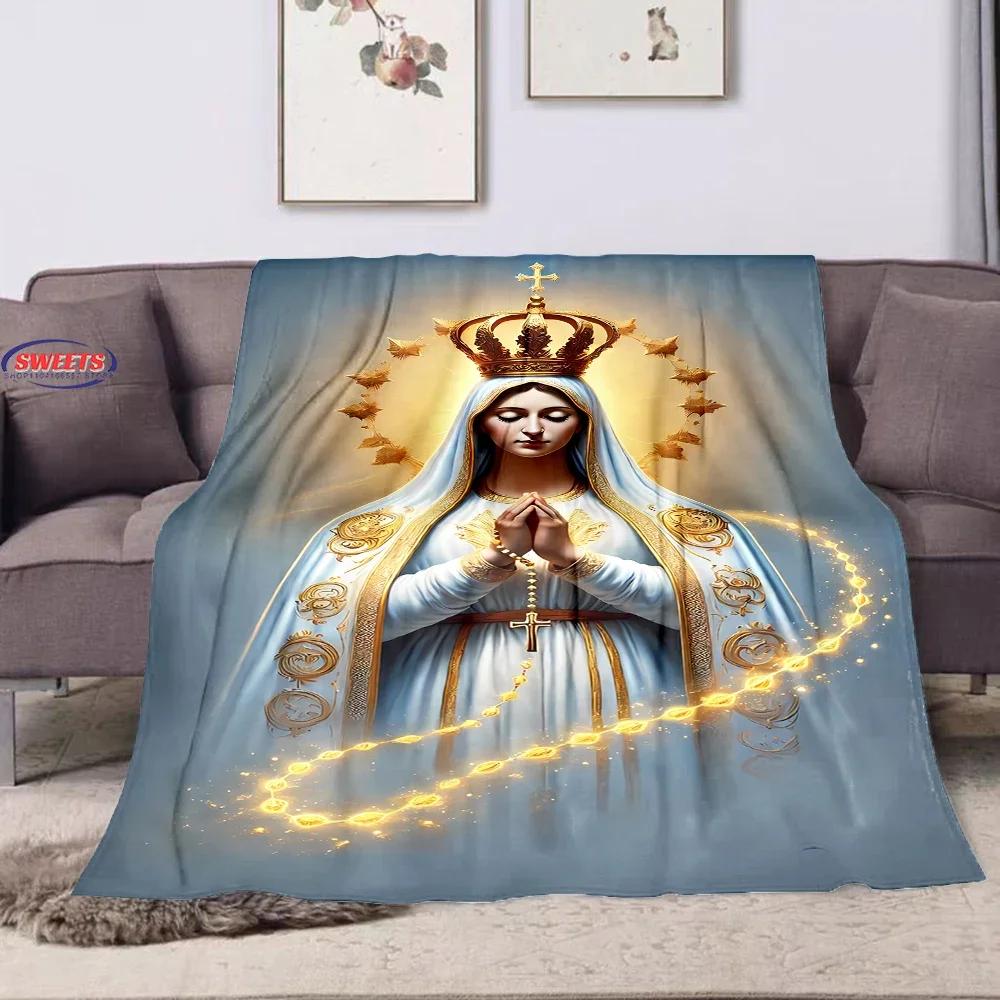 New Arrival ! Virgin Mary Pray Blanket, Warm and Cozy Flannel Blanket, Sofa Bedroom Office Leisure Nap Cover Blanket, Nice Gift
