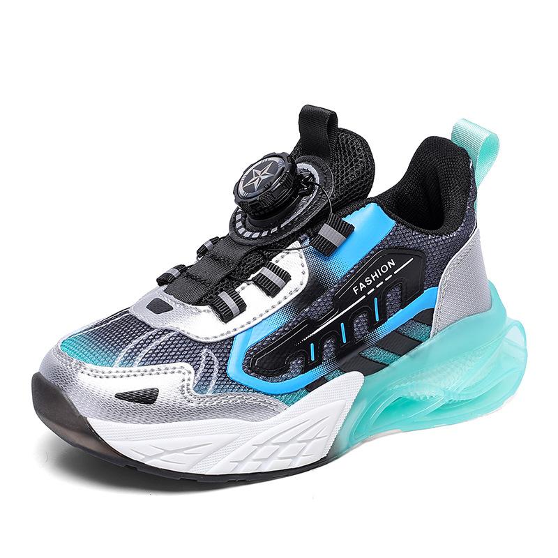 Medium and older children's shoes 2025 summer new men's and women's trend knob buckle double mesh breathable non-slip comfortable casual sports shoes