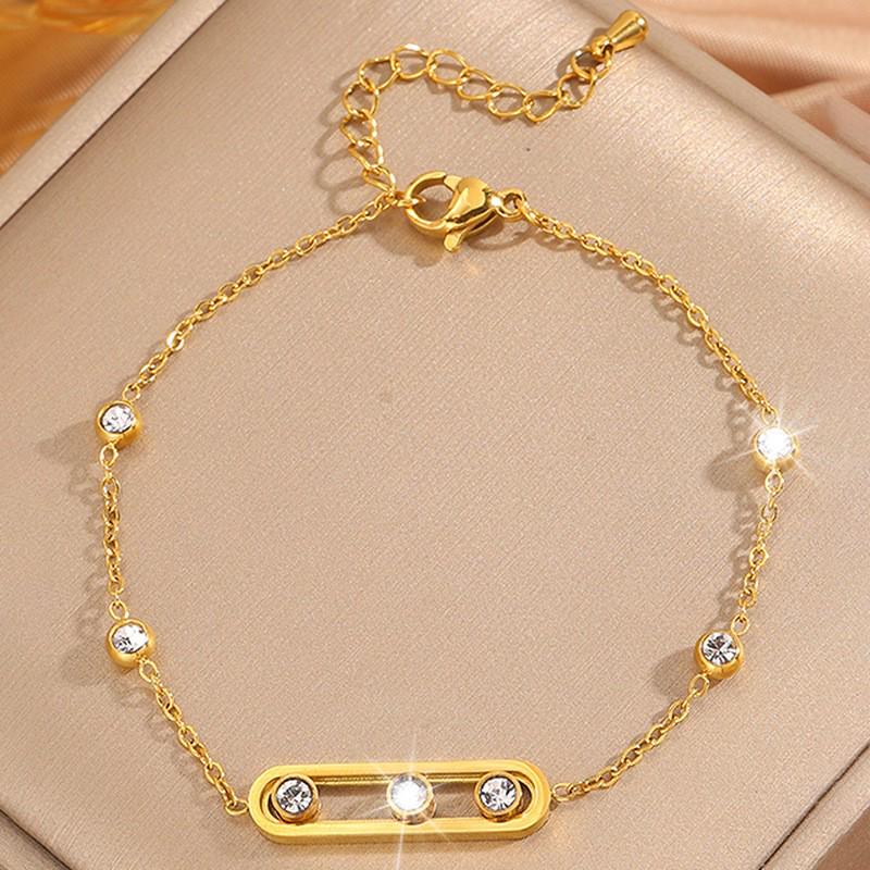 Korean Fashion Titanium Steel Diamond Inlaid Women's Luxury Bracelet