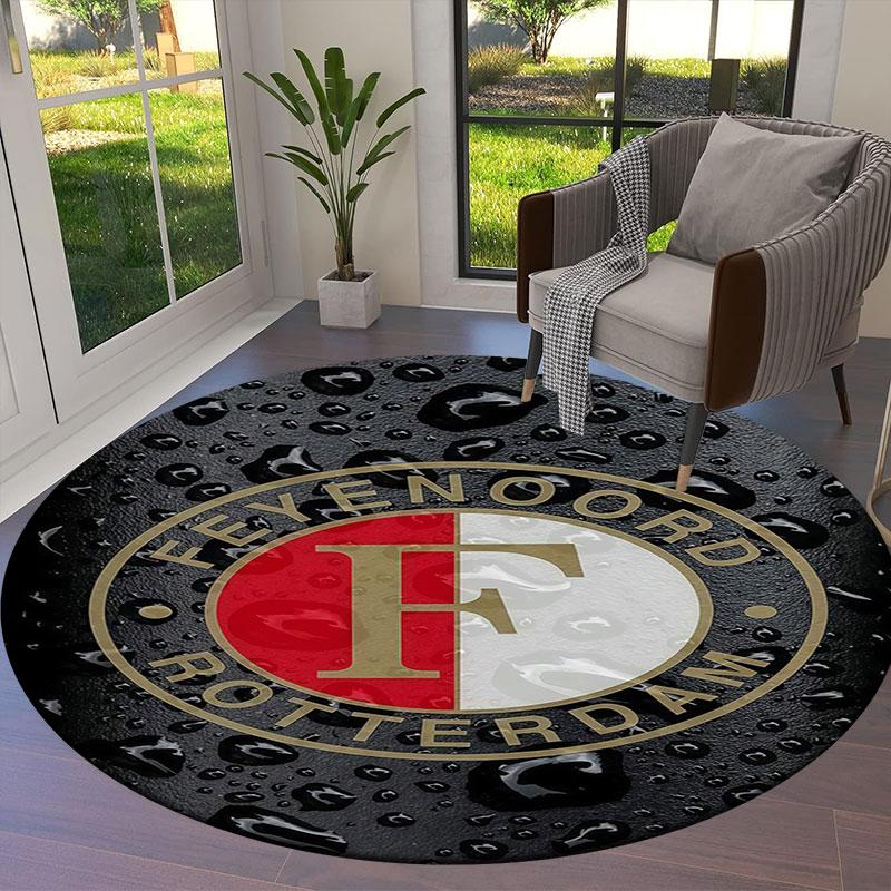 Feyenoord Round Area Rug,Carpet Rug for Living Room Bedroom Sofa Playroom Decor,Non-slip Floor Mat