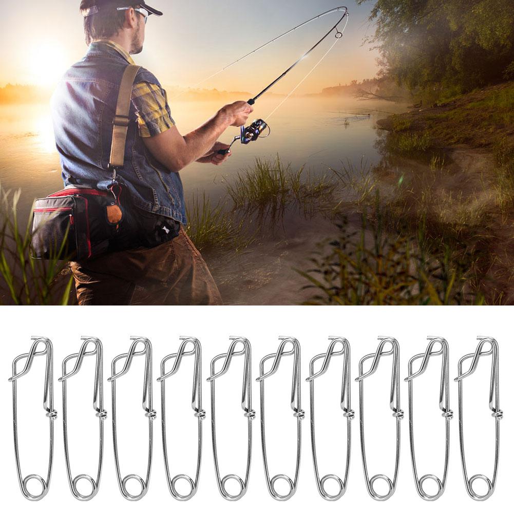 10Pcs Stainless Steel Longline Branch Hangers Snap Clip Tuna Clamp Fishing Tackle 2.6X100mm