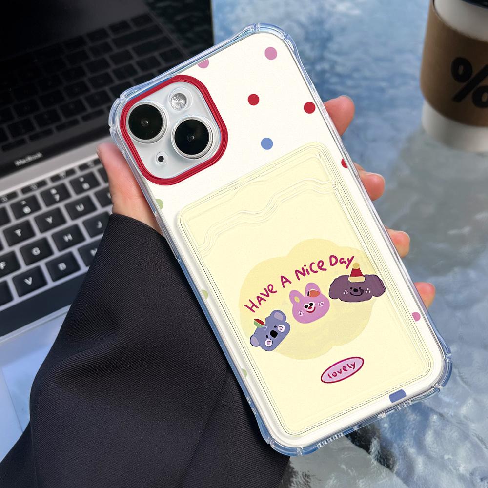 Pouzdro na telefon na kartu pro iPhone 11 13 XR 15 14 Pro Max iPhone 12 16 7 8 Plus XS Max Samsung S24 S23 A15 A55 A05 A54 Redmi 12 13C 13 9 Cartoon Protection