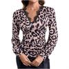 Women's 2025 Leopard Print V-neck Slim-fit Long-sleeved Lace Trim Top