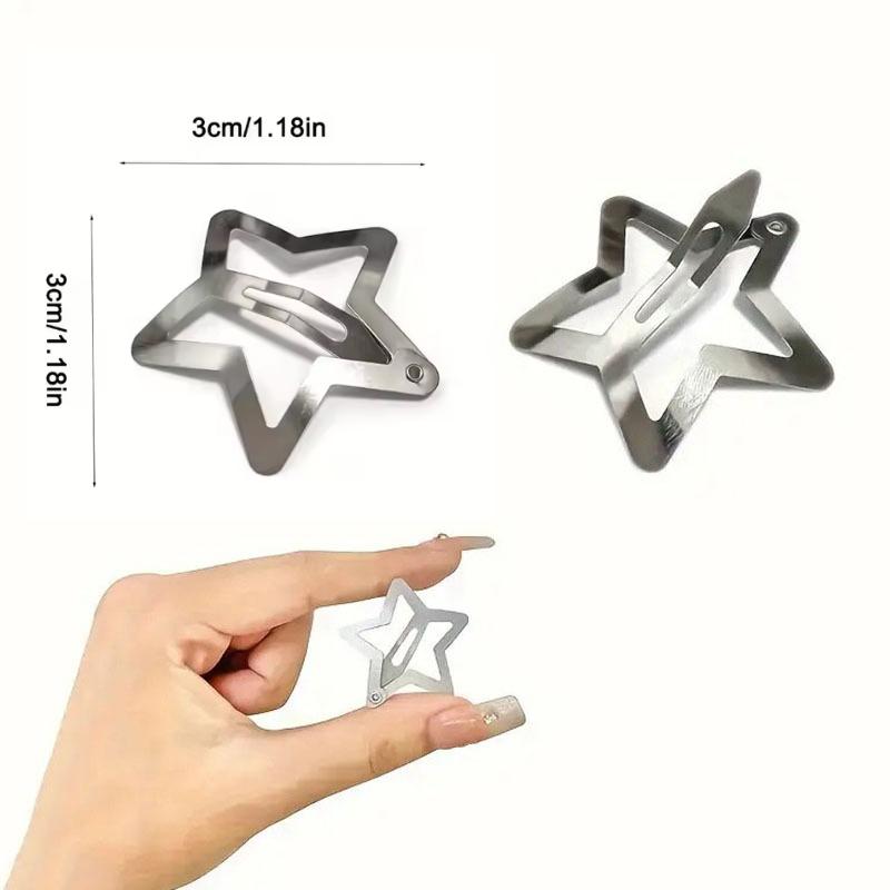 10/30/50/pcs Y2K Silver /Colorful Star Hair Clips Cute Star Barrettes Women Simple Metal Snap Clip Headdress Hair Accessories
