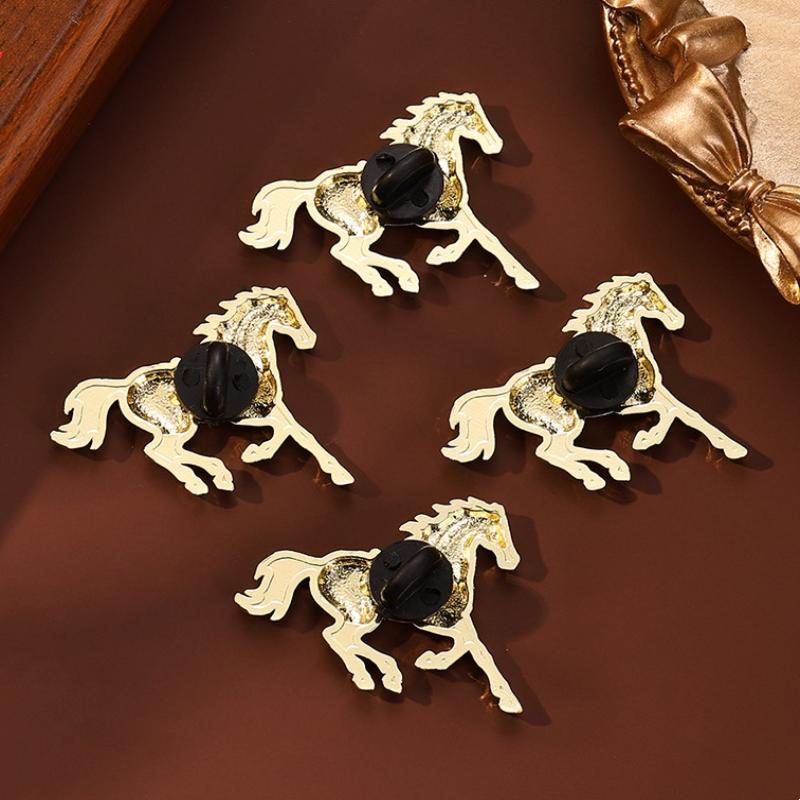 1/4 Piezas Broches Caballo del Zodiaco Para Mujeres Hombres Animal Lindo Pony Insignias Metálicas Pines Ropa Mochila Accesorio Regalo Único