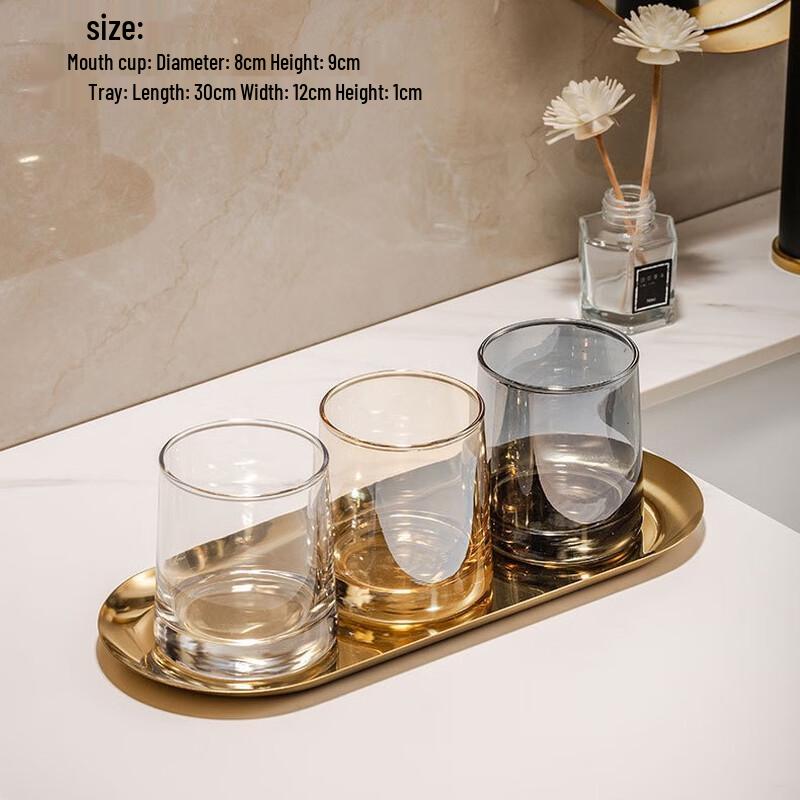 Trapezoidal Glass Mouthwash Cup Set Set