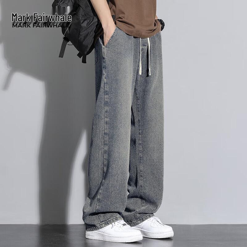 MARK FAIRWHALE Men's Retro Loose Straight Wide-Leg Jeans