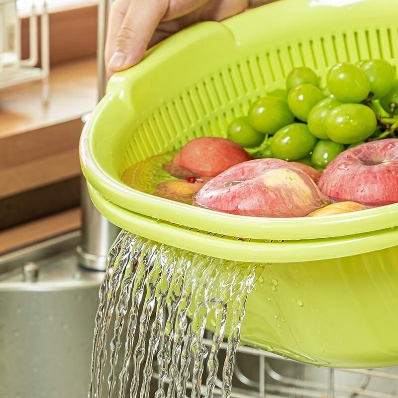 JINGRUIXIANG Plastic Kitchen Drain Basket and Wash Basin Set
