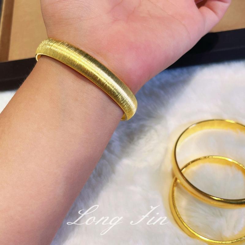 Heavy Industry Full Circle Hand-Brushed Bracelet 10M Wide Tire Bracelet Real Gold Electroplating Versatile Stacked Hand Jewelry