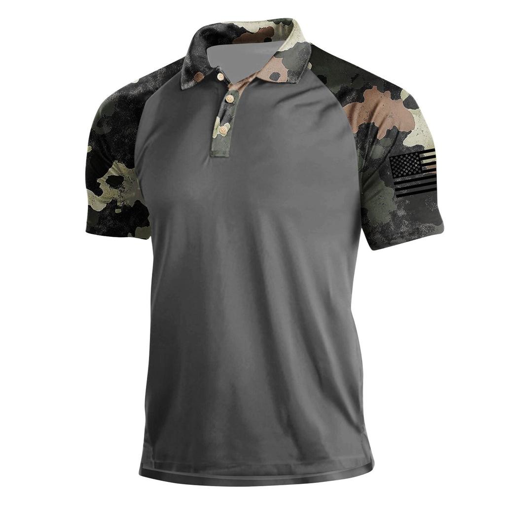 Camicia da Uomo Estiva Stampata a Maniche Corte con Collo a Revers Moda Casual da Uomo