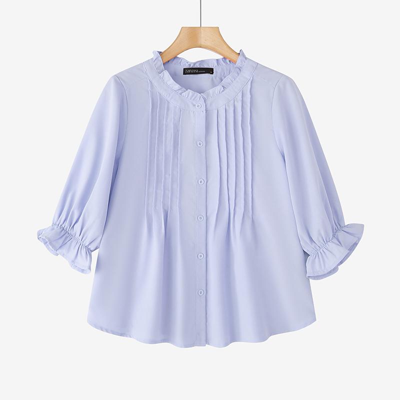 

ZANZEA Женская повседневная блузка с круглым вырезом, свободная, летняя, с рукавом три четверти 5XL