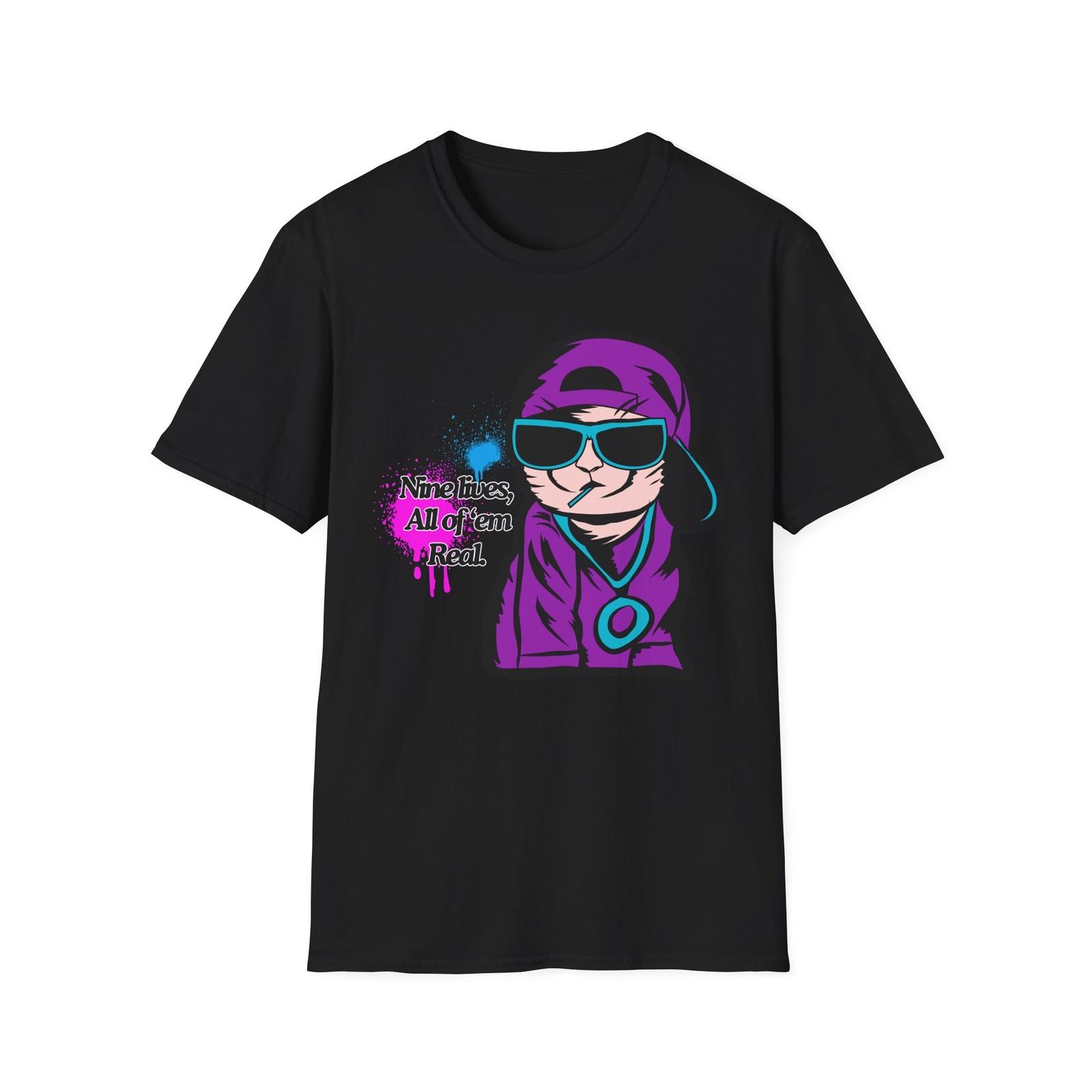 Nine Lives | Cool Cat | Adult Shirt | Teen Clothes | Unisex Softstyle T-Shirt S