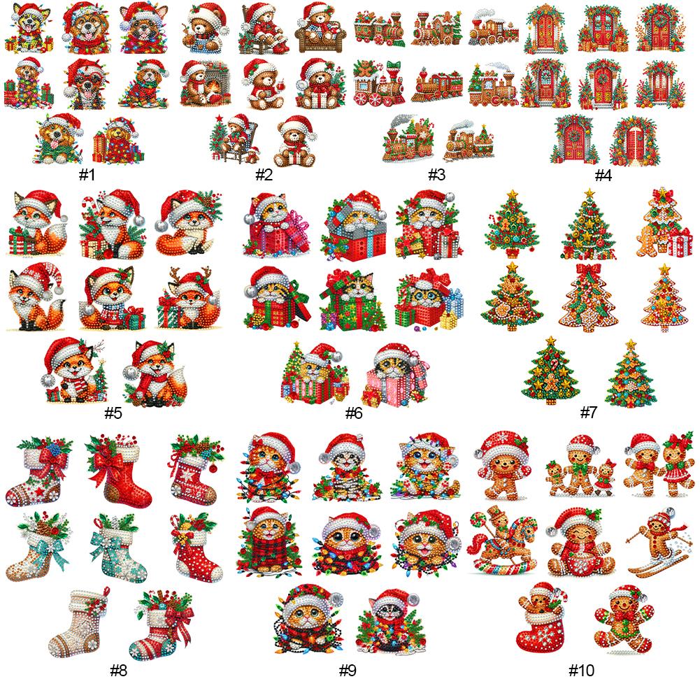 8Pcs Acrylic Special Shaped Christmas Cartoon Hanging Diamond Art Kits 5D DIY Diamond Art Hanging Decorations Bedroom Decoration