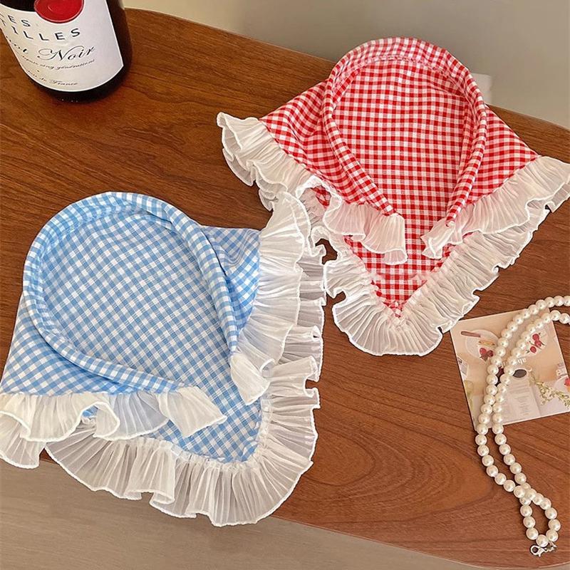 Lace Triangle Hair Scarf Headband Countryside Style Innovative Design Lotus Leaf Edge Mesh Sweet Girls Hair Accessories Gift