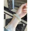 Women's Imitation Xinjiang Hetian Clear White Jade Bracelet - Young Girl's Qinghai Style Ice Jade Concubine Design.
