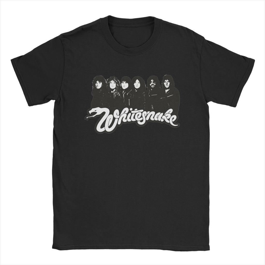 Funny Whitesnake Logo T-Shirt Men Round Neck Pure Cotton T Shirt Short Sleeve Tee Shirt Printing Tops