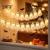 Easy Install Decorative Lighting Halloween Decoration String Lights, with Sequin Fabric Decor, Battery Operated Lightweight Hanging Ghost Party Lights