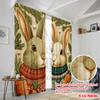 2pcs,2D plane printing Curtains&Window Treatment Rabbit with Pine Branches & Snowflakes Polyester (without rod) Decorations For