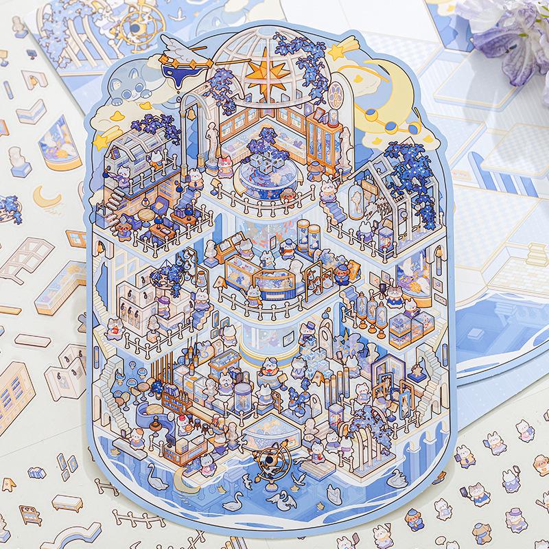 Miniature 3D Zoo Landscape Stickers: Meow Meow Series - Children's Toy Cabin