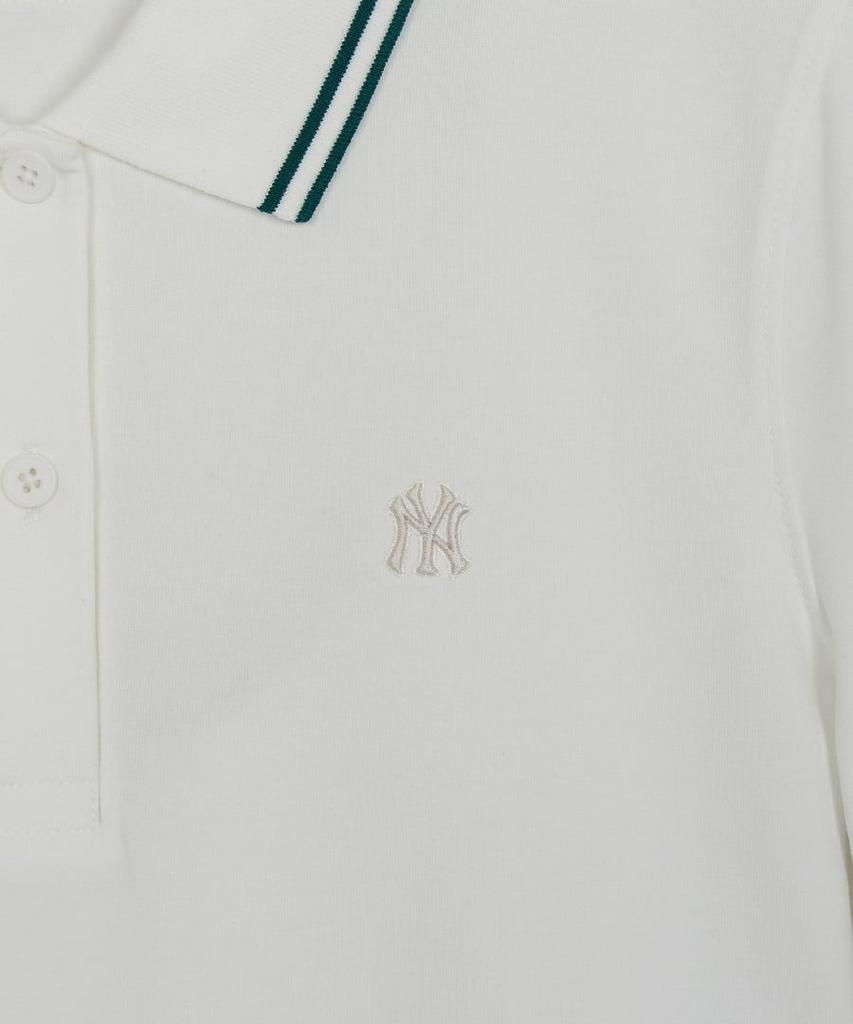Emelbi Women'S Varsity Sportive Jersey Collared T-Shirt Ny (White)