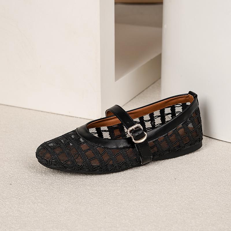 Flats for Women Mesh Ballet Flats Mary Jane Shoes Slip On Casual Breathable Ballerina Flats Womens Summer Round Closed Toe Mary Jane Flats Dress Shoes 36