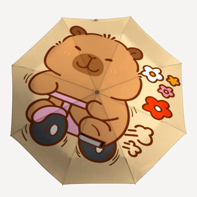 

1pc Capybara Tricycle Auto-Fold Umbrella with One-Touch Open/Close - 8 Reinforced Ribs for Windproof Stability yy251118145