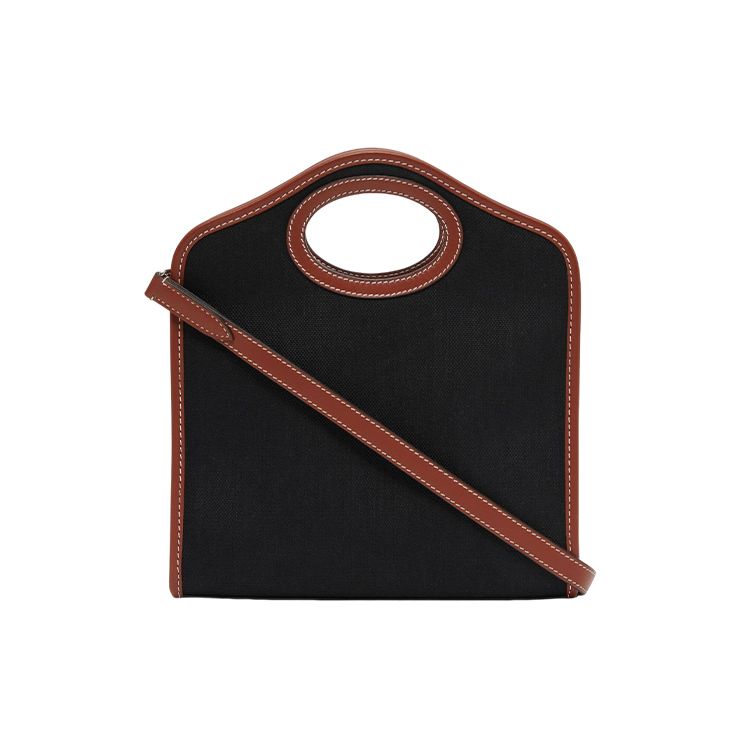 Burberry Pocket Bag With Detachable Adjustable Shoulder Strap Cotton And Leather Tote Shopping Handbag Women Tote 80557461