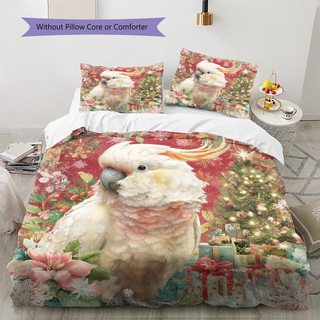 Beautiful Cockatoo Pattern Bedding Home Decoration Birthday Gift (1 * duvet cover + 2 * pillowcase, without core)