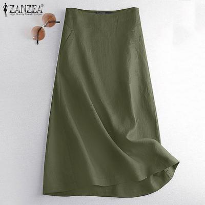 Moteriški vasariniai laisvalaikio šoniniai medvilniniai lininiai sijonai