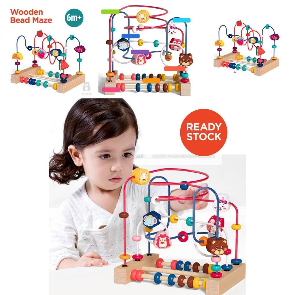 Wooden Intelligence Building Toy For Infants And Toddlers Developing Brain And Body Coordination Through Bead Stringing Play 78 Characters