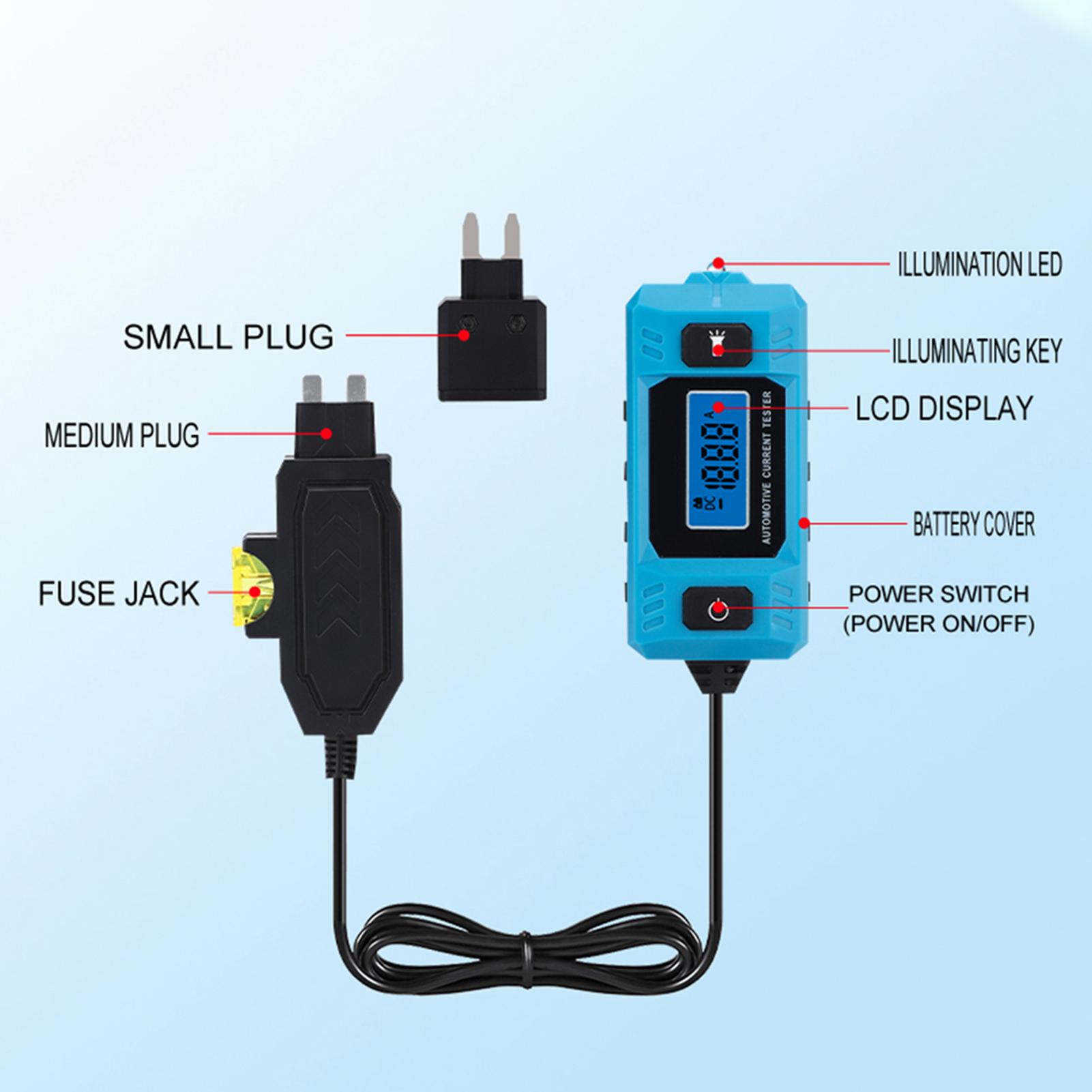 

Car Fuse Current Tester 20A 48V Automotive Circuit Fault Probe Detector with LCD Backlight LED Flashlight Comes with