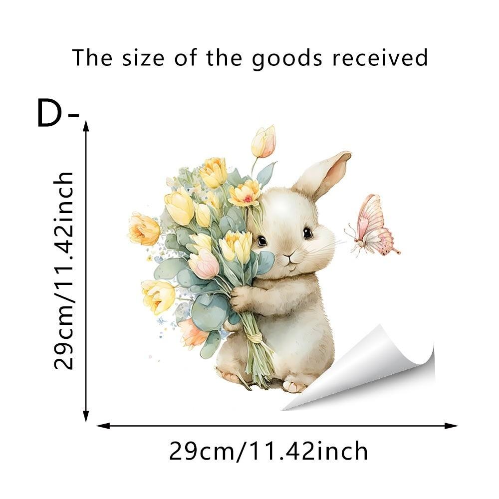 Easter Flower Rabbit Sticker PVC Festival Party Sticker New Wall Stickers  Window Decoration