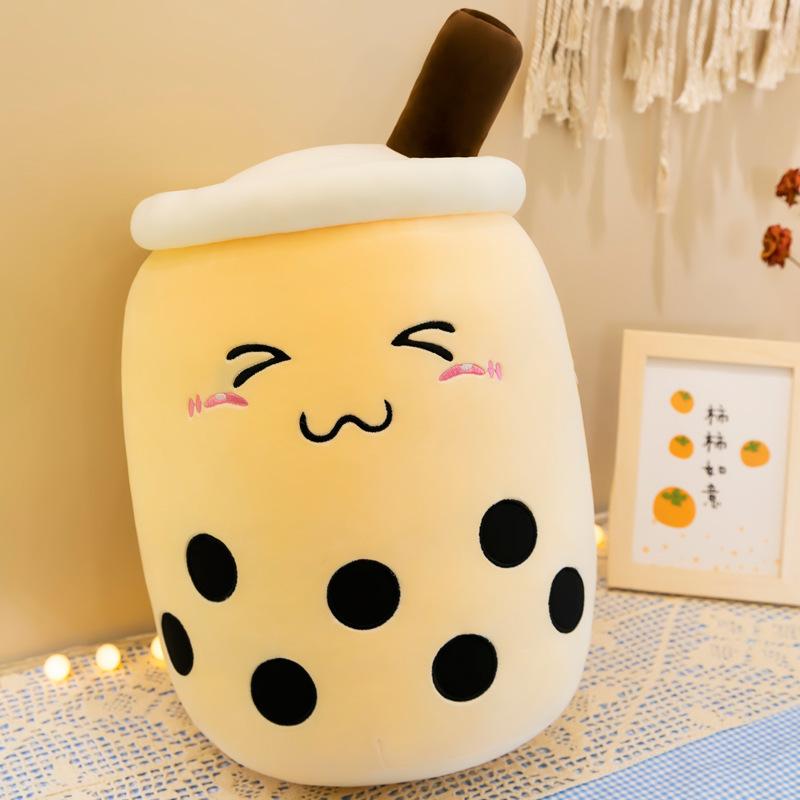 35CM Kawaii Bubble Tea Plushie Pillow Simulation Small Pearl Milk Tea Cup Boba Food Stuffed Soft Kawaii Hugging Plush Decora Toy