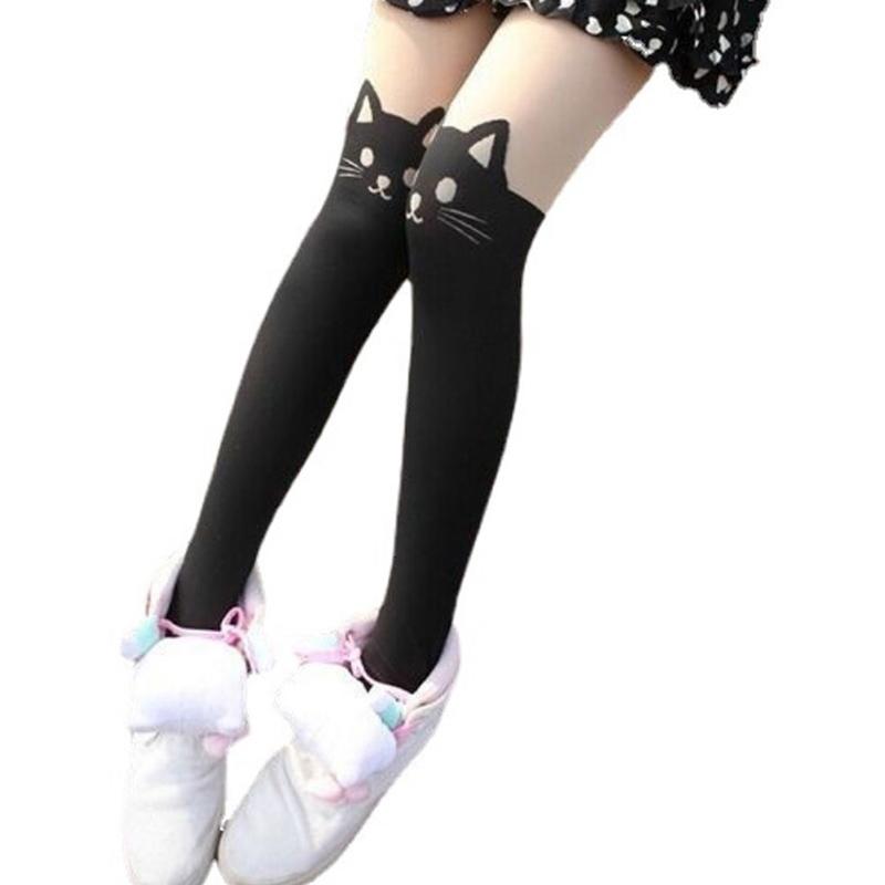 Women Sexy Cute Cartoon Cat Tail Sexy Thin Pantyhose Hosiery Tattoo Stockings