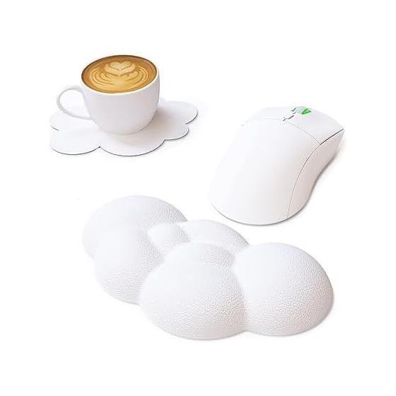 A.JAZZ x ATTACK SHARK Mouse Wrist Rest Cloud Mouse Wrist Cushion Hand Rest Memory Foam with Massage Hole Palm Rest Cloud Wrist Cushion Computer