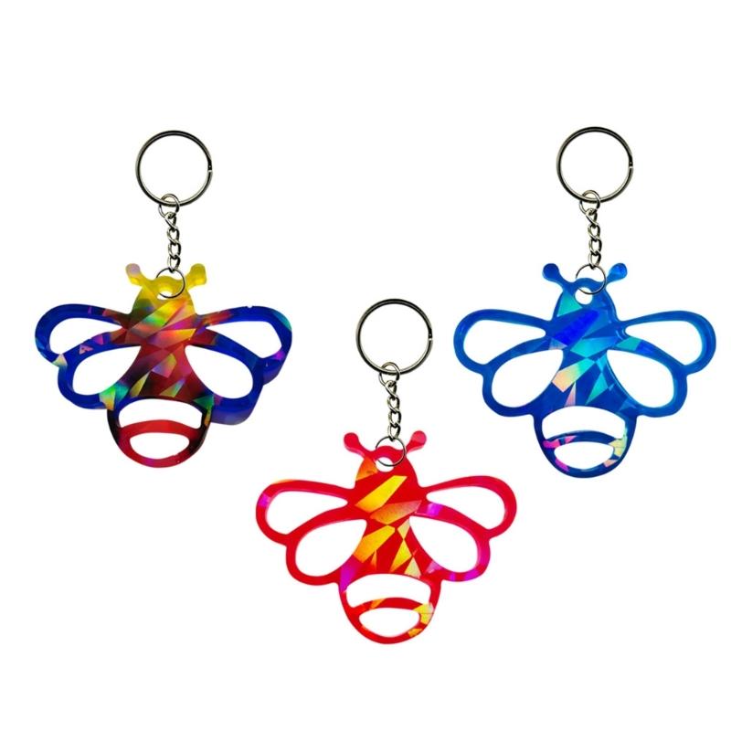 Animal Resin Mold Holographic Cute Bee Silicone Mold Rainbow-Light Effect Keychain Pendant Mold Epoxy Casting Craft