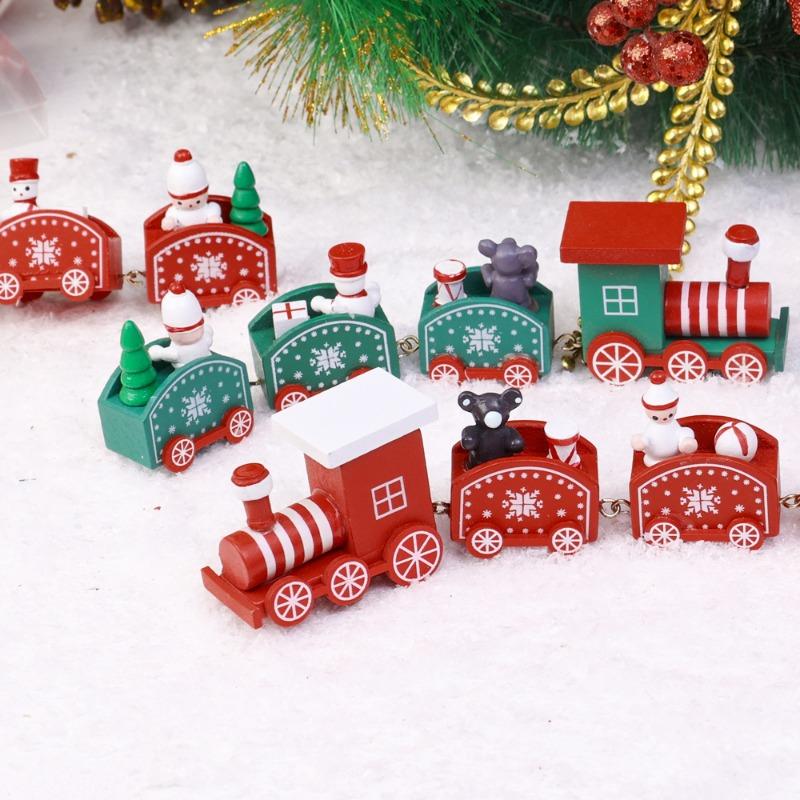 Vánoční ozdoba s dřevěným vláčkem, Veselé Vánoce, Dekorace na domácí stůl 2025, Vánoční dárky, Noel Natal Navidad, Šťastný nový rok 2025