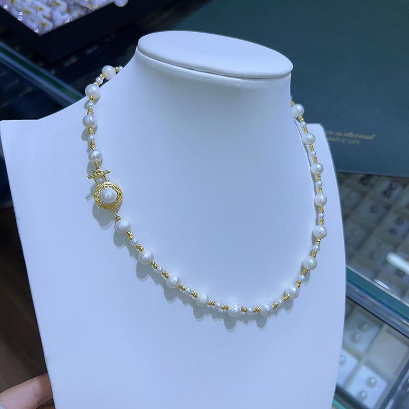 Elegant Natural White Pearl Necklace Set - Luxurious & Exquisite Style