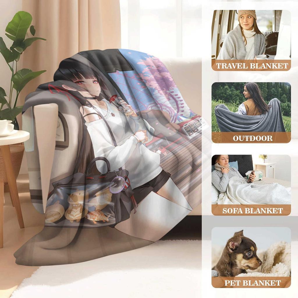 Cartoon Wuthering Waves Chizuru Flannel Blanket Cover Soft Anime Blanket Multifunctional Decor Home Universal Blankets