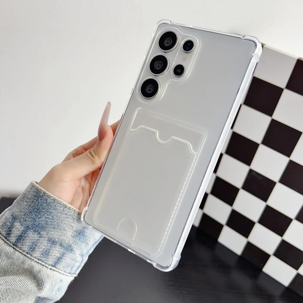 Kartenfach Geldbörse Klare Hülle Für Samsung Galaxy S25 S24 FE S23 S22 S21 S20 S10 Plus Ultra A55 A56 Note 20 Ultra Beschichtungshülle