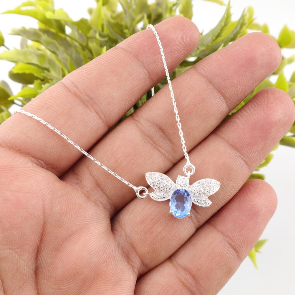 Tanzanite Gemstone 925 Sterling Silver Jewelry Zircon Pendant For Women Gift CZP-12-4